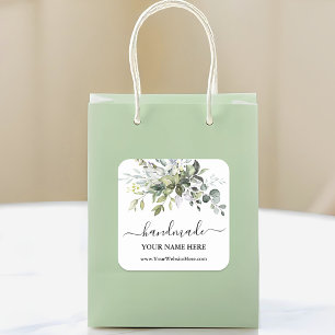 Pegatina Cuadrada Calligrafía Vegetación de acuarela hecha a mano