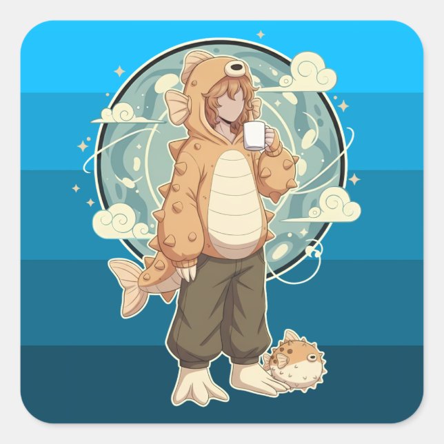 Pegatina Cuadrada Calm Before the Puff (Anverso)