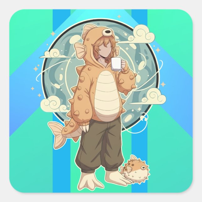 Pegatina Cuadrada Calm Before the Puff (Anverso)