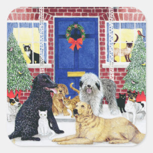 Pegatina Cuadrada Calor del navidad