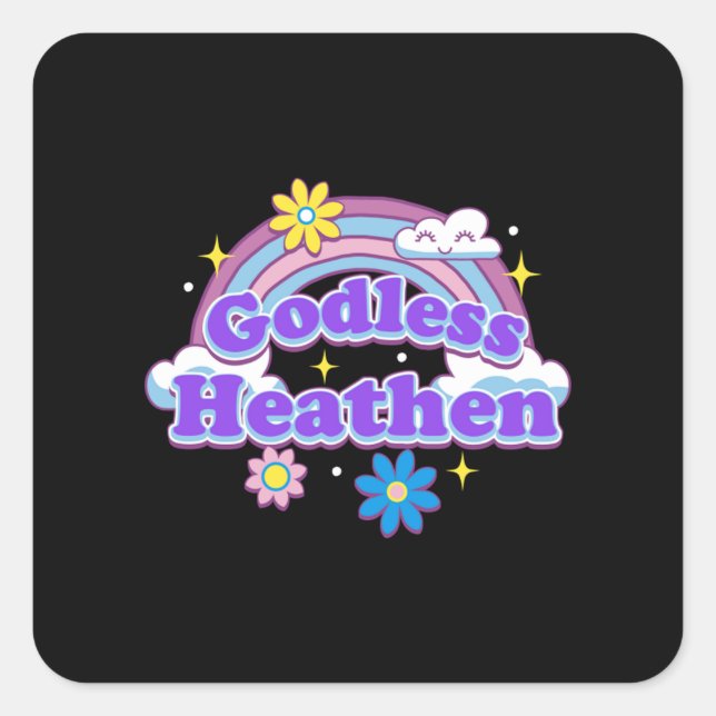 Pegatina Cuadrada Calor sin Dios 1 (Anverso)