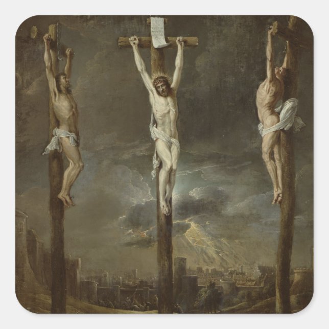 Pegatina Cuadrada Calvario (Anverso)