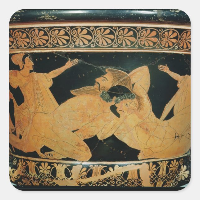 Pegatina Cuadrada Calyx-krater 2 de figura roja atlántica (Anverso)