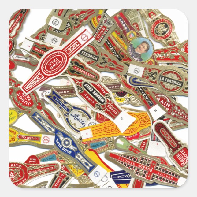 Pegatina Cuadrada Calzoncillos de anillo de puros (Anverso)