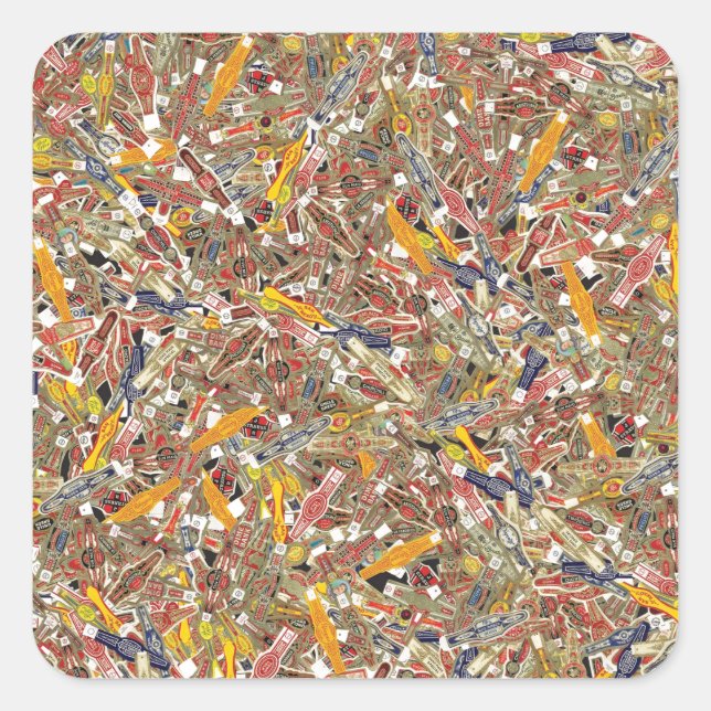 Pegatina Cuadrada Calzoncillos de anillo de puros (Anverso)