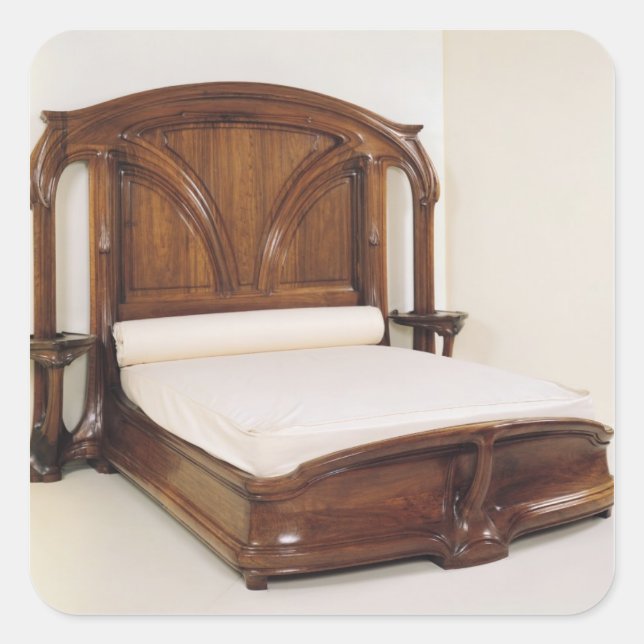 Pegatina Cuadrada cama Art Nouveau, 1900 (Anverso)