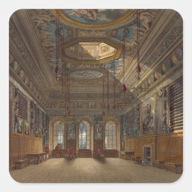 Pegatina Cuadrada Cámara de la Guardia del Rey, Castillo de Windsor, (Anverso)