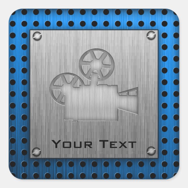 Pegatina Cuadrada Cámara de película de apariencia Metalizado cepill (Anverso)