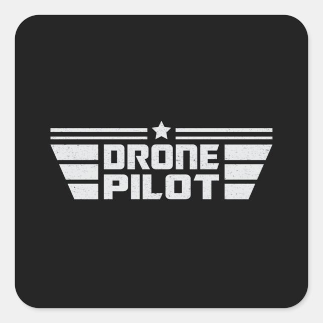 Pegatina Cuadrada Cámara piloto de drones Quadcopter FPV Drones Idea (Anverso)