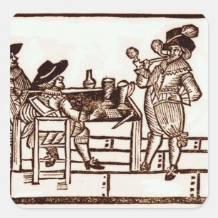 Pegatina Cuadrada Cámara privada con tubería y tankard