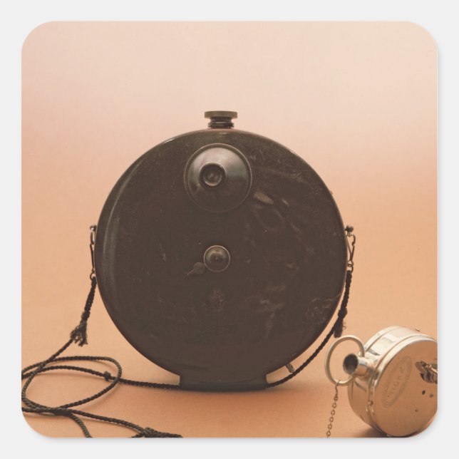 Pegatina Cuadrada Cámaras de detectives (Anverso)