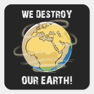 Pegatina Cuadrada Cambio climático futuro CO2 planeta Tierra idea de