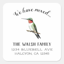 Pegatina Cuadrada Cambio de dirección de Hummingbird con aguijón