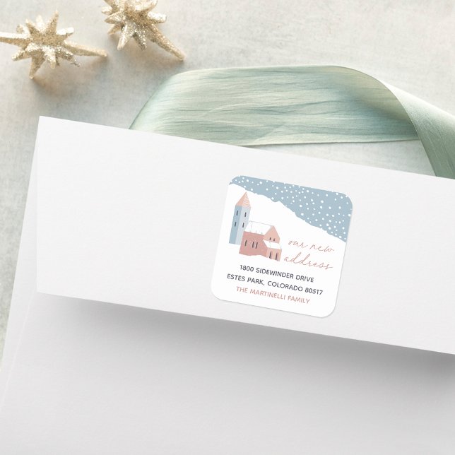 Pegatina Cuadrada Cambio de dirección en pueblo Snowy (Subido por el creador)