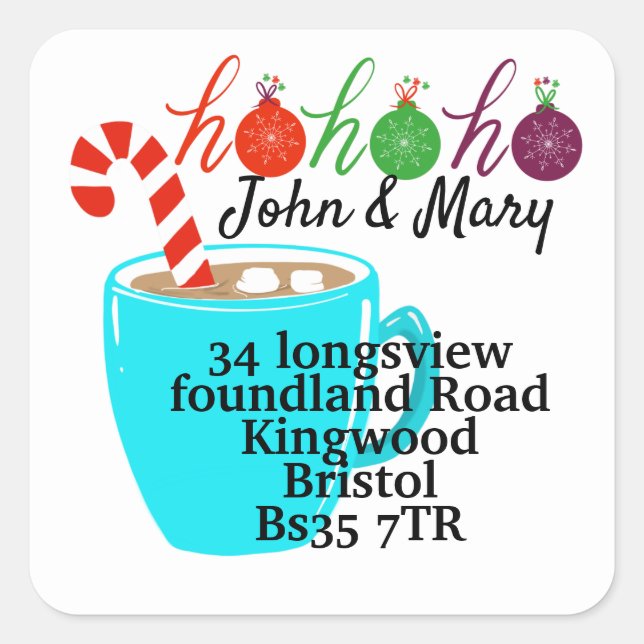 Pegatina Cuadrada Cambio de dirección pegatinas Navidades, cacao (Anverso)