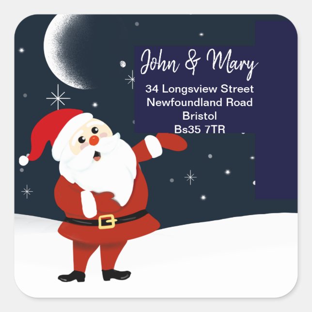 Pegatina Cuadrada Cambio de dirección pegatinas navidades Santa (Anverso)