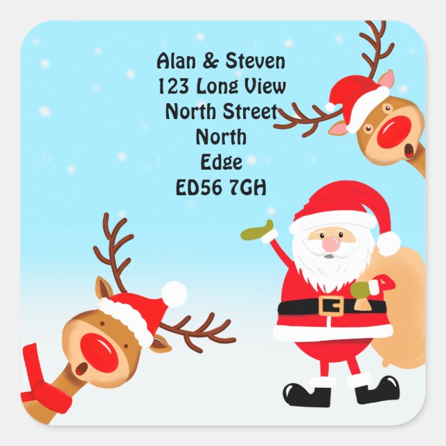 Pegatina Cuadrada Cambio de navidades de direcciones (Anverso)