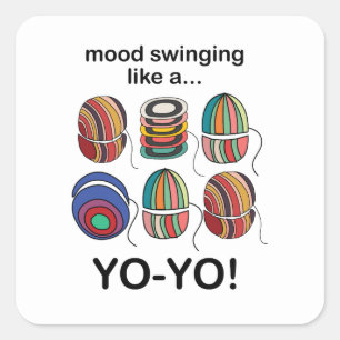 Pegatina Cuadrada Cambios de humor de Yoyo como un Yo-Yo Divertido