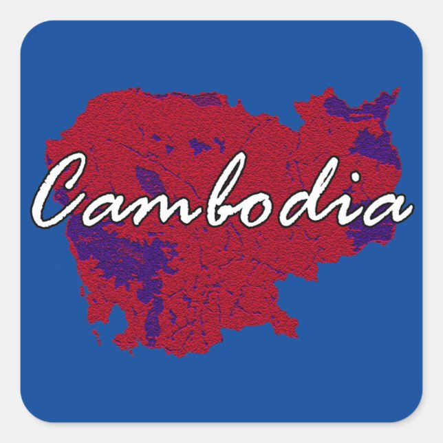 Pegatina Cuadrada Camboya (Anverso)