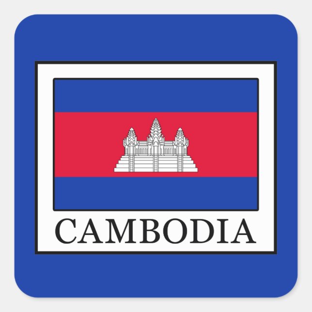 Pegatina Cuadrada Camboya (Anverso)