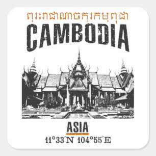 Pegatina Cuadrada Camboya