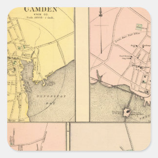 Pegatina Cuadrada Camden, Wiscasset, Damariscotta,