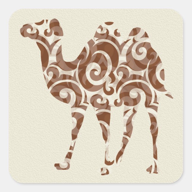 Pegatina Cuadrada Camello beige (Anverso)