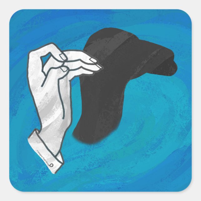 Pegatina Cuadrada Camello De Sombra En Azul (Anverso)