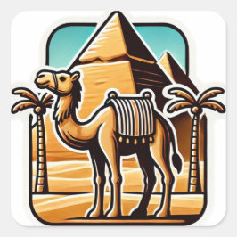 Pegatina Cuadrada Camello del desierto de Brown