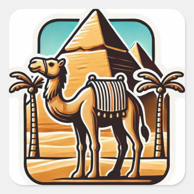 Pegatina Cuadrada Camello del desierto de Brown (Anverso)