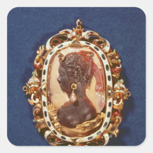 Pegatina Cuadrada Cameo con la cabeza de perfil