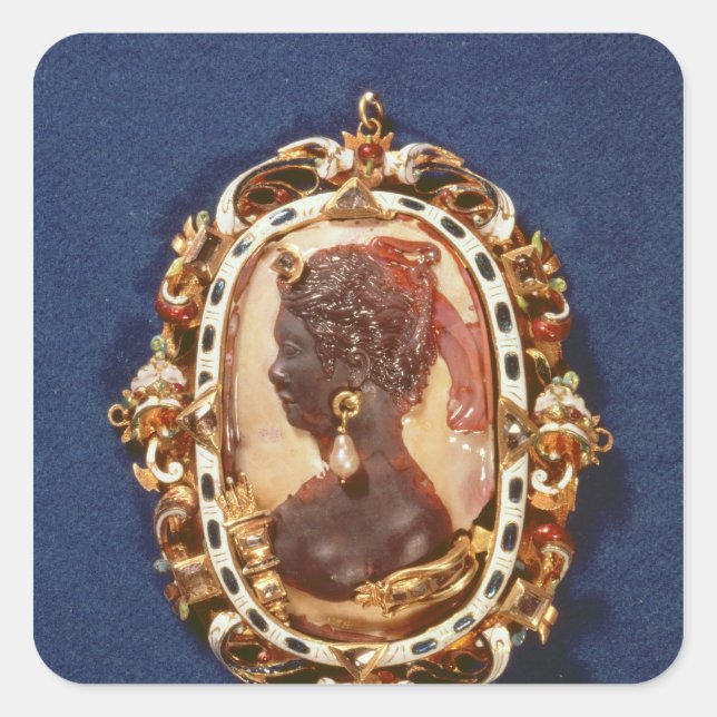 Pegatina Cuadrada Cameo con la cabeza de perfil (Anverso)