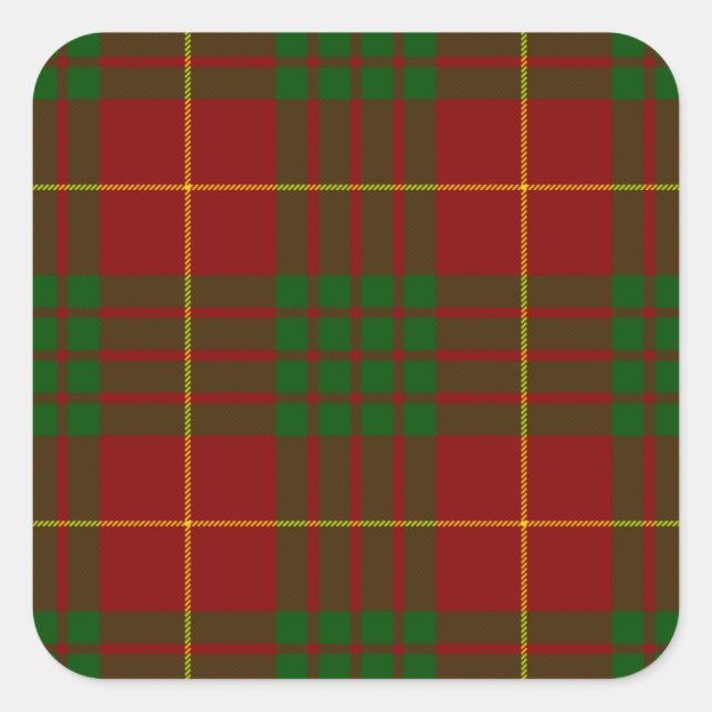 Pegatina Cuadrada Cameron tartan green (Anverso)