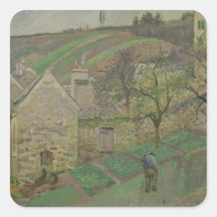Pegatina Cuadrada Camille Pissarro   Altura de la ermita, Pont