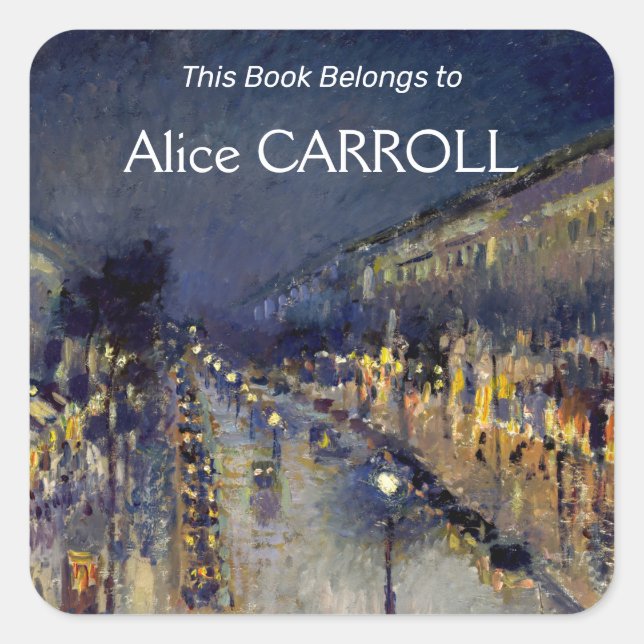 Pegatina Cuadrada Camille Pissarro - Boulevard Montmartre de noche (Anverso)