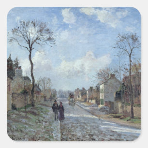 Pegatina Cuadrada Camille Pissarro   El camino a Louveciennes, 1872
