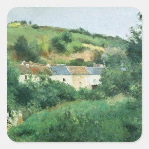 Pegatina Cuadrada Camille Pissarro el   la trayectoria en el pueblo,