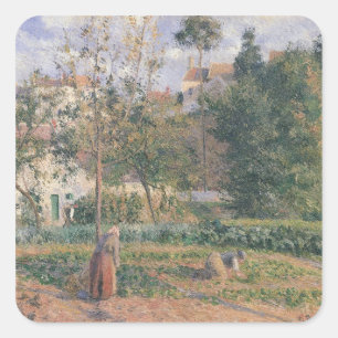 Pegatina Cuadrada Camille Pissarro Jardín vegetal de Hermita