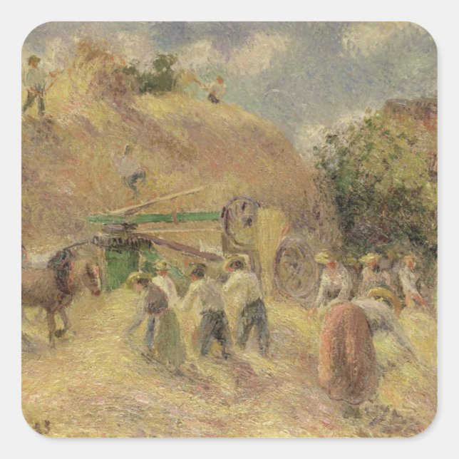 Pegatina Cuadrada Camille Pissarro | La cosecha, 1883 (Anverso)