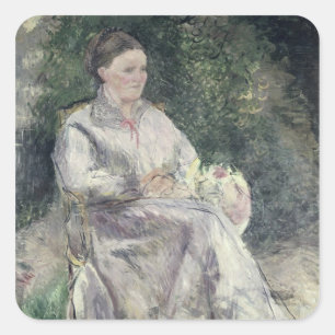 Pegatina Cuadrada Camille Pissarro Retrato de Julie Velay, esposa
