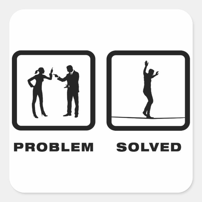 Pegatina Cuadrada Caminando por la cuerda floja (Anverso)