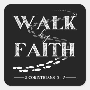 Pegatina Cuadrada Caminar por fe – 2 Corintios 5:7