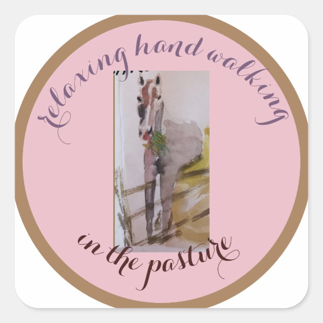 Pegatina Cuadrada caminata de mano relajante (Anverso)