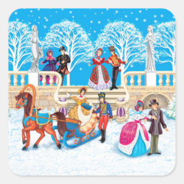 Pegatina Cuadrada Camino de invierno