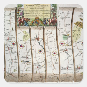 Pegatina Cuadrada Camino de Londres a Bristol
