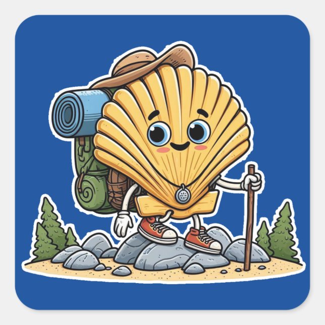 Pegatina Cuadrada Camino de Santiago (Anverso)