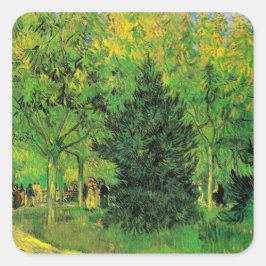 Pegatina Cuadrada Camino en el Parque de Arles con Caminantes - Van