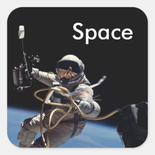 Pegatina Cuadrada Camino espacial astronauta