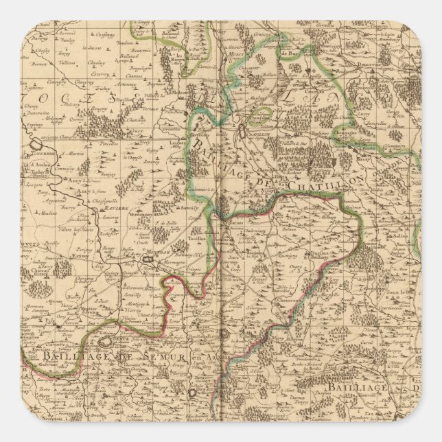 Pegatina Cuadrada Caminos romanos y campos de batalla (Anverso)