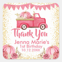 CAMIÓN DE CAMIÓN DE COLOR ROSA PRIMER CUMPLEAÑOS